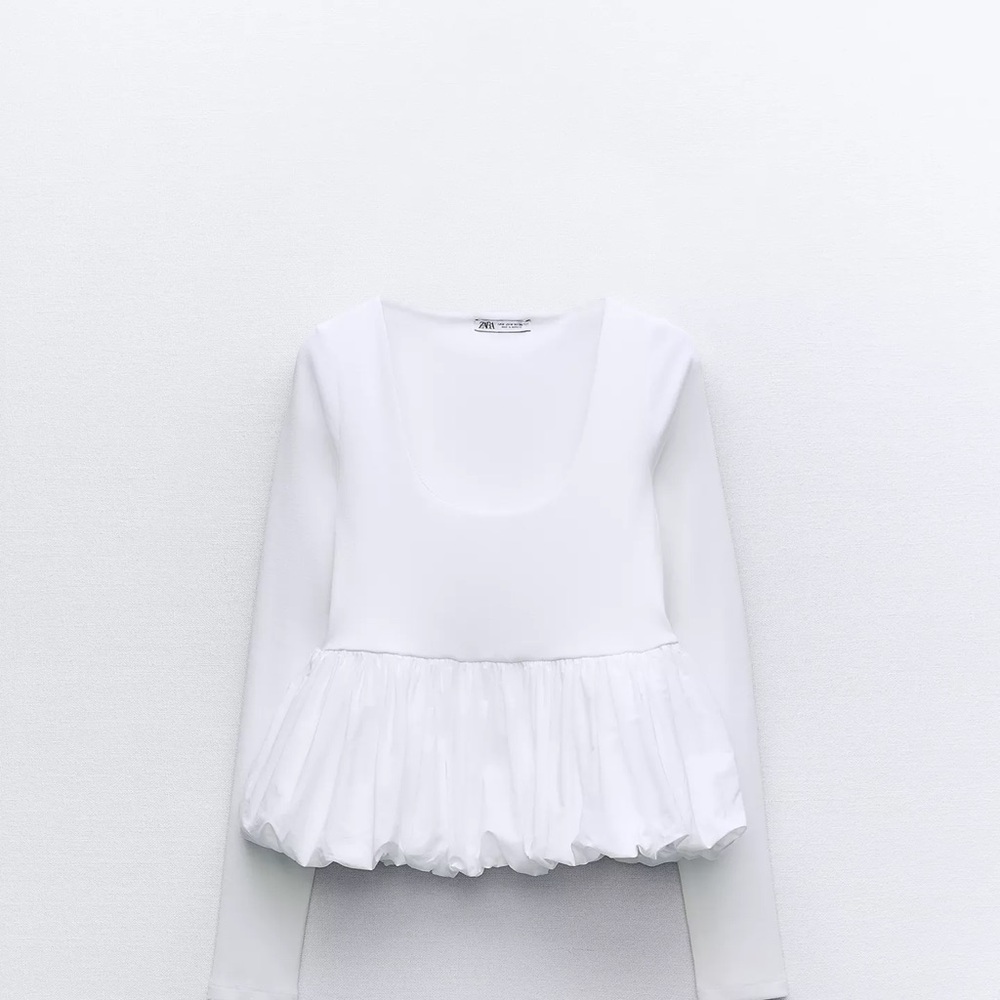 Zara White Long Sleeve Top